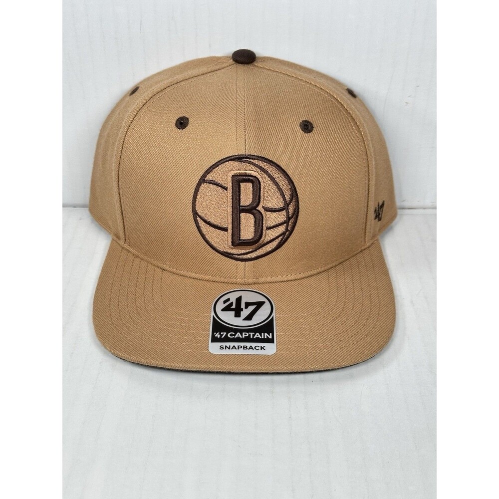 '47 Brand Brooklyn Nets Captain Snapback Hat Cap Adjustable Toffee Brown NWT
